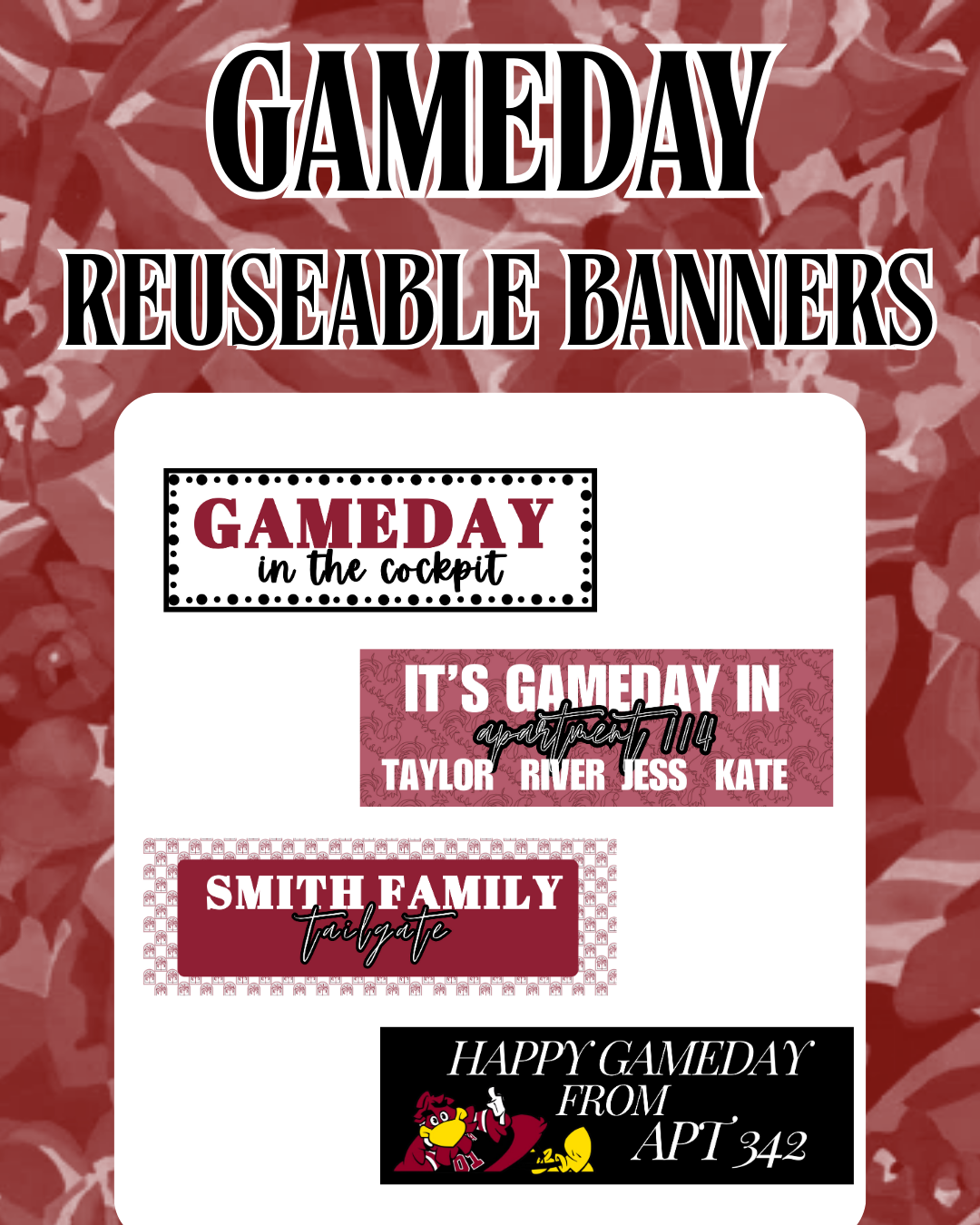 Gameday Banner | University of South Carolina reuseable banner, vinyl banner