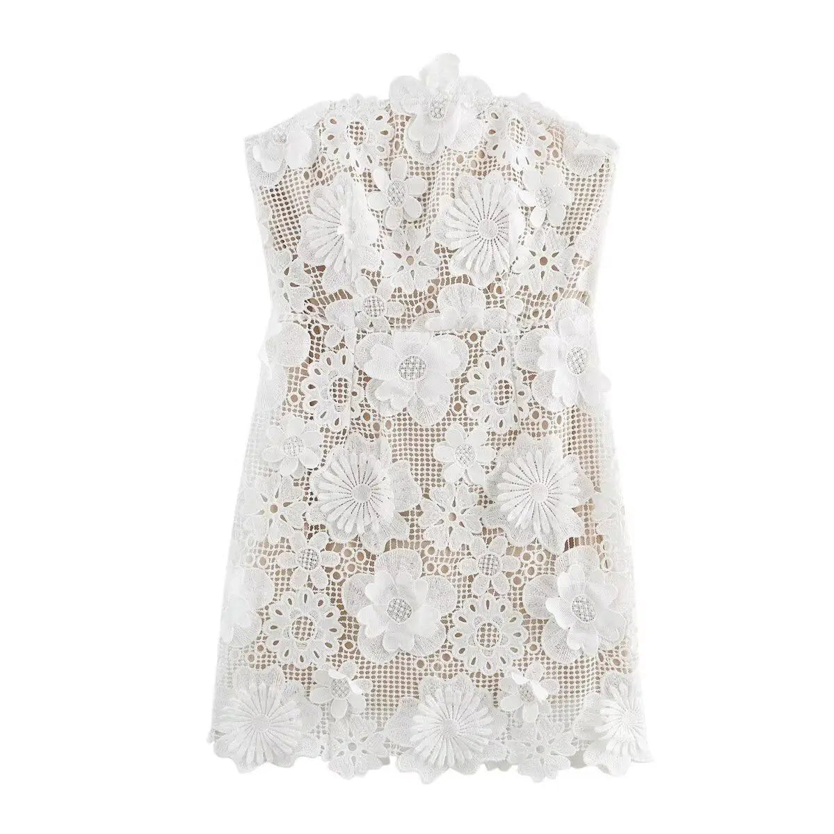 Floral Lace Strapless Dress