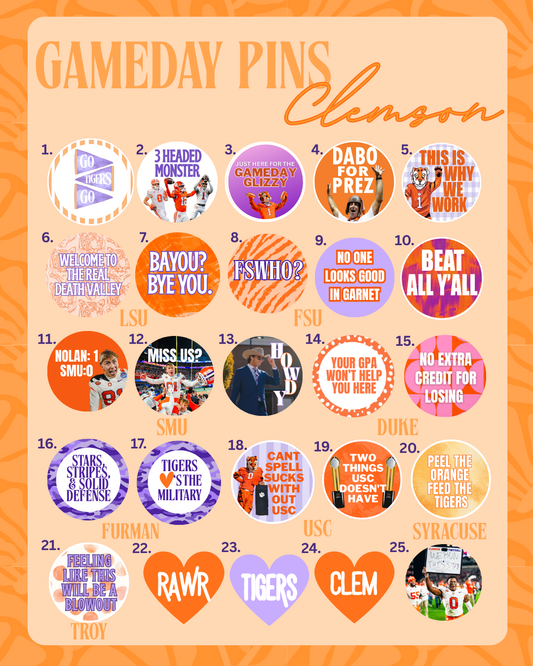 Gameday Buttons | Clemson University